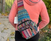Boho Himalayan Cotton Sling Backpack: Travel Chest Bag