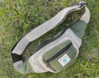 Himalayan Hemp Fanny Pack | Waist Pack | Hip Pack | Bum Bag | For Men and Women | 100% VEGAN | Fair Trade | Handmade in Nepal | Hippie Boho