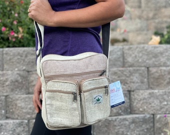 Wild hemp Unique Unisex Shoulder Cross Body Ipad Laptop Travel Bag | 100% Hemp | Fair Trade + Handmade| Comfy Fit |  | Boho/Hippie Bag