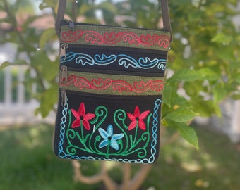 Boho Natural Mini Bag 5 Pocket Passport Bag Travel Bag 100% cotton  Crossbody  summer beach bag for every body