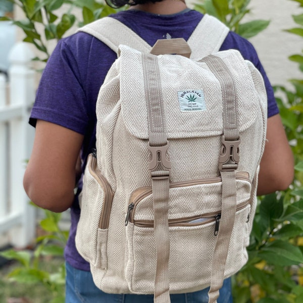 Unique Himalayan Hemp/ Handmade with love/ Satchel Rucksack/  Backpack  Boho Hippie 100% VEGAN Sustainable Style Hiking Gear Running Jogging