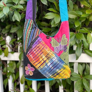 Cute Butterfly Patchwork Boho Multi-Purpose Womens Cross Body Bag Shopping Bag Beach Festival Purse Valentines Day Hippie Market Bag Purse