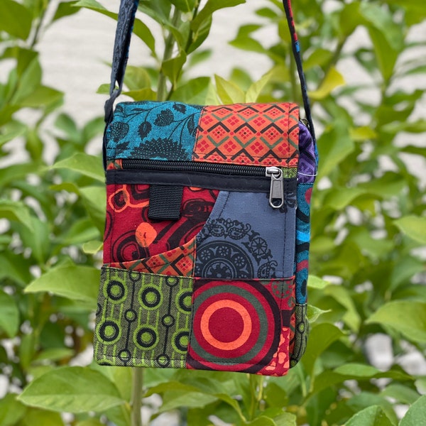 Colorful Boho patch work   Shoulder Bags, Cotton Bohemian Bags,pp bag ,travel bag hand made with love made in nepal