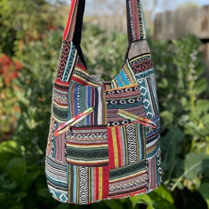 Hippie Crossbody Strandtasche Boho Patchwork Umhängetasche Fair-Trade Mehrzweck-Damen Crossbody Bag Vegan Einkaufstasche Markttasche