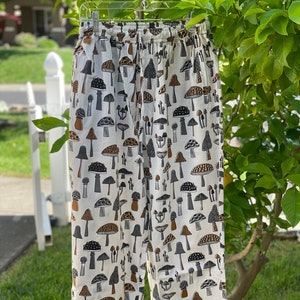 Mushroom Design Pants Summer Pants Hippie Clothing Unisex Pants Cute Straight Leg Pants Indie Boho Aesthetic Beach Cover Ups Beach Bottoms