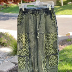 Flower of Life Pants Baggy Summer Pants Boho Harem Pants Unisex Hippie Pants Cool Design Pants Boho Beach Coverup Swimsuit Coverup Concerts