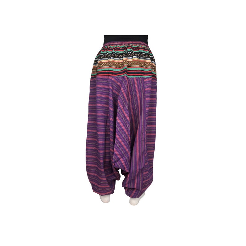 Patterned Solid Harem Genie Low Drop Crotch Pants Handmade Nepal One Size Hippie Boho Fairtrade Unisex Comfortable Pockets Baggy Elastic