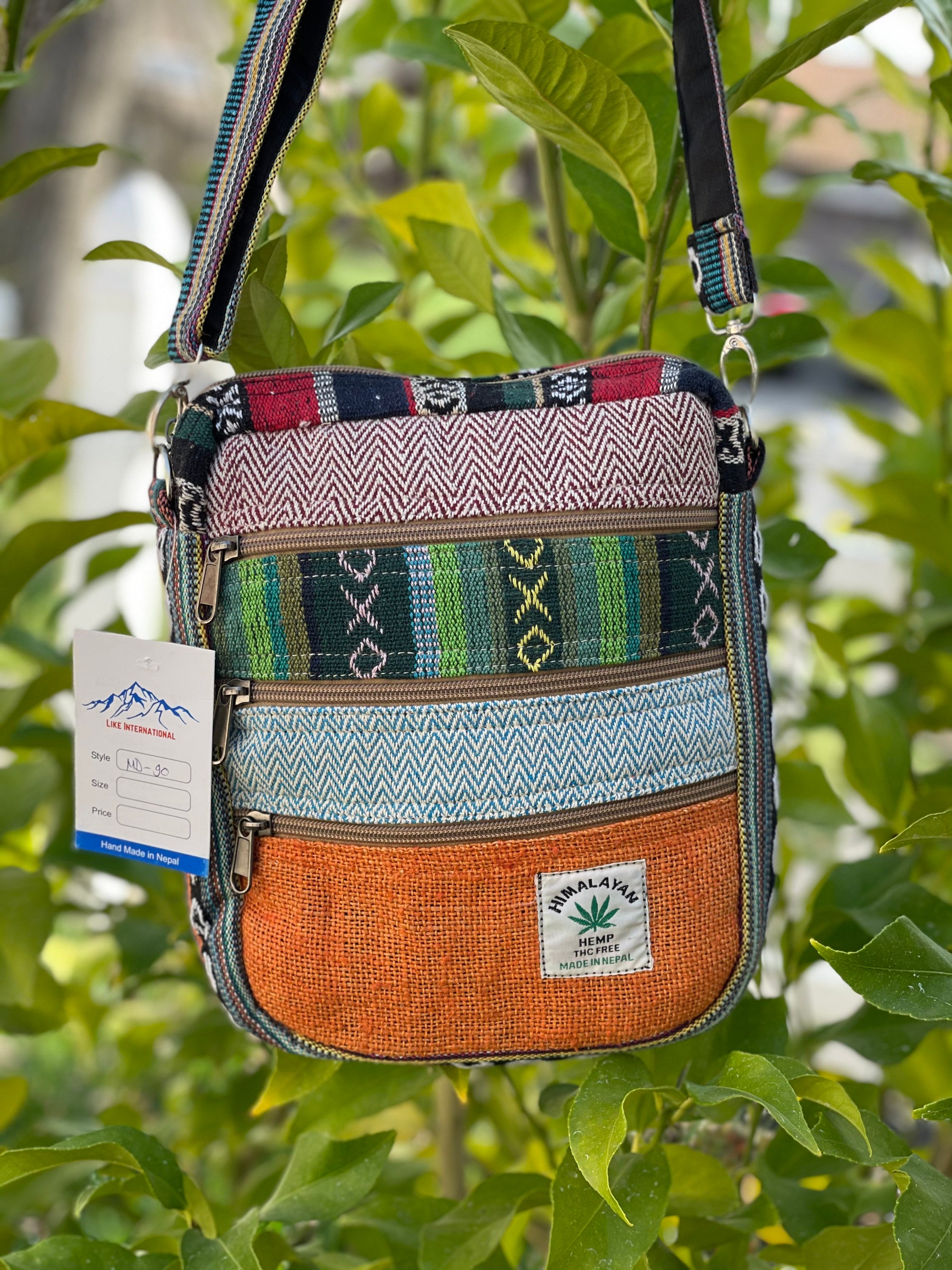 Boho Himalayan Hemp Mini Bag 5 Pocket Passport Bag Travel Bag Etsy