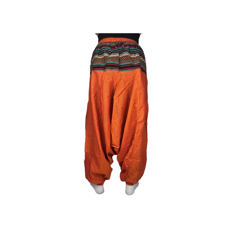 Patterned Solid Harem Genie Low Drop Crotch Pants Handmade Nepal One Size Hippie Boho Fairtrade Unisex Comfortable Pockets Baggy Elastic