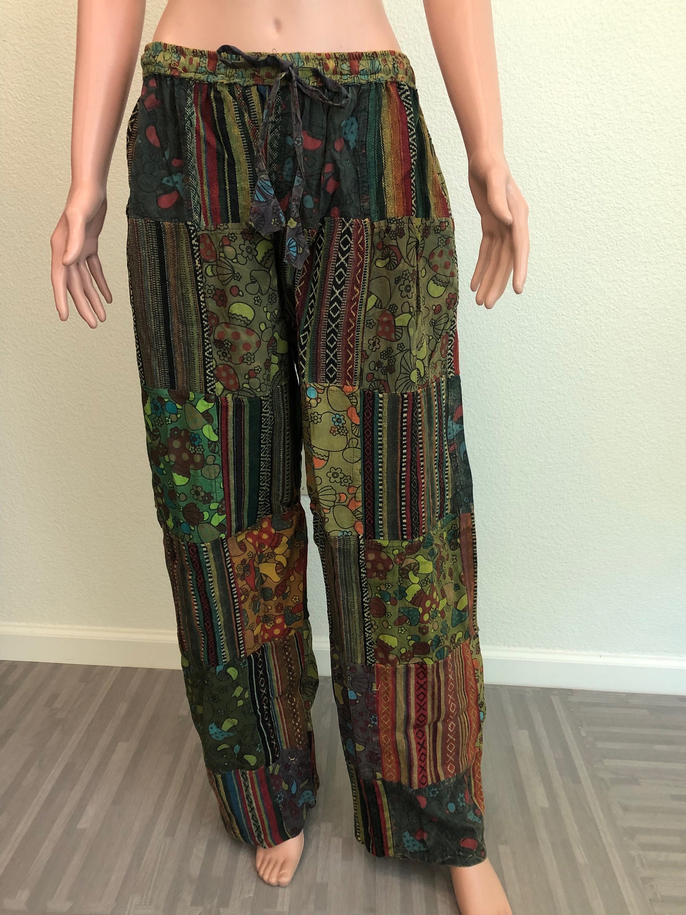 Patchwork Pants Bohemian Summer Bright Comfy Men and Women Patchwork Pants Bohemian Summer Bright Comfy Men and Women