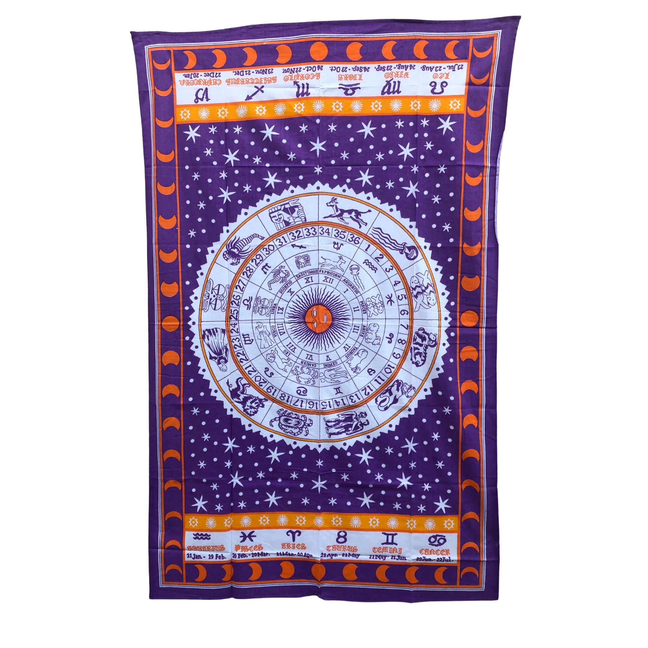 Purple Zodiac Sign Horoscope Indian Tapestry Astrology Boho Bedding Linen Bedding Wall Hanging Dorm Decor Psychedelic Bohemian Bedspread Etsy