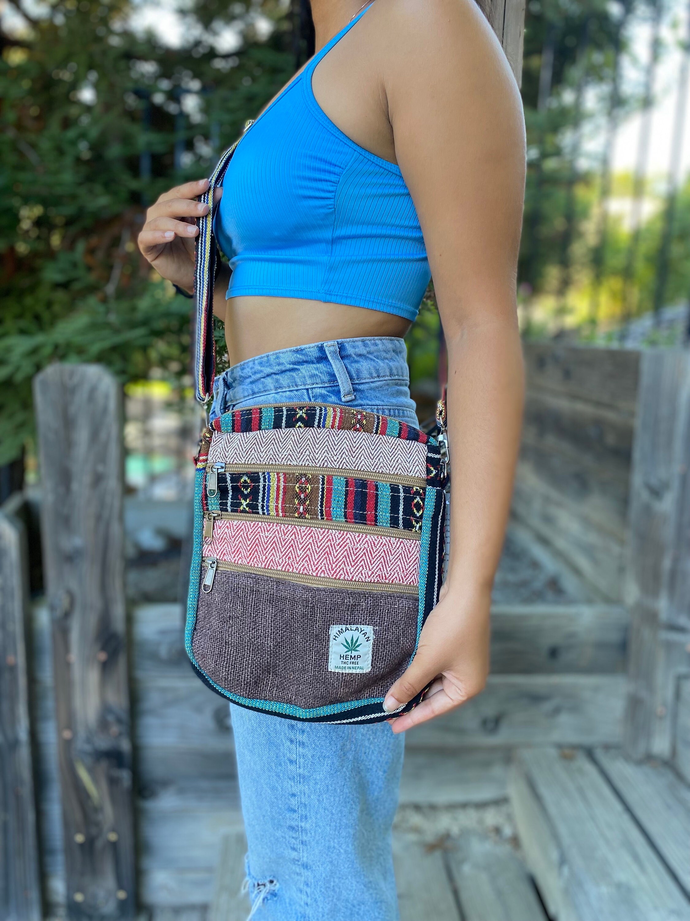 Women Men Himal Blue Lightweight Handmade Boho Purse Boho Himalayan Cotton Crossbody Bag: Eco-friendly Mini Purse  main image 2
