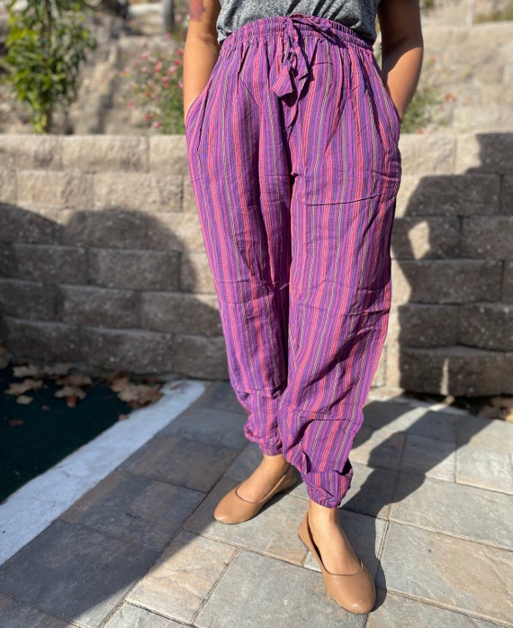 Boho Cute Striped Comfy Men and Women Trendy Hippie Bohemian Hippie Pants  Gypsy Trousers Cargo Pants Joggers Baggy Sweatpants 