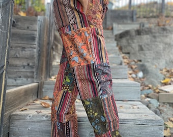 Patchwork Pants Bohemian Summer Bright Comfy Men and Women Patchwork Pants Bohemian Summer Bright Comfy Men and Women
