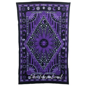 Purple Burning Sun Tapestry Hippie Trippy Psychedelic Boho Bedding Decor Wall Hanging Sun Moon Star Constellation Planet Zodiac Room Decor
