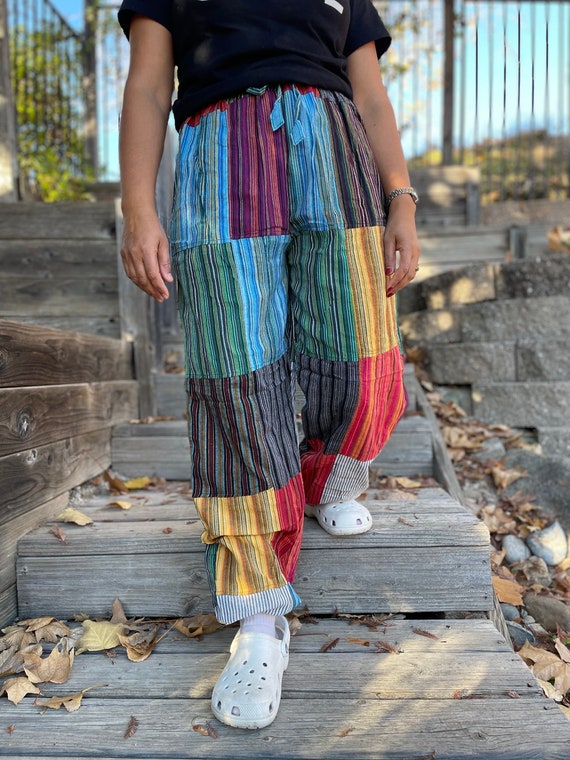 COLORFUL Patchwork Pants Bohemian Summer Bright Comfy Men and Women Hippy Pants Hippie Clothes