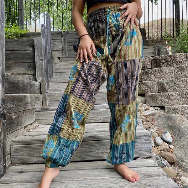 Pantalones cargo pantalones lounge pantalones cómodos pantalones de festival pantalones cargo verdes pantalones boho unisex pantalones funky hippie ropa elegante pantalones indie streetwear verde