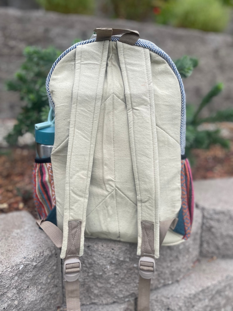 LARGE Himalayan Hemp Backpack with LAPTOP POCKET Nepal Fair Trade Hiking Boho Bag Hippie Backpack Christmas Gift Birthday Gift Cute Backpcks image 10