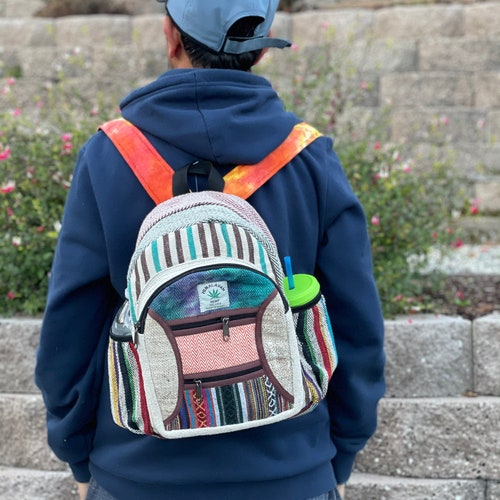 Hemp backpack rucksack Laptop Bag Handmade organic eco school travel yogi boho 