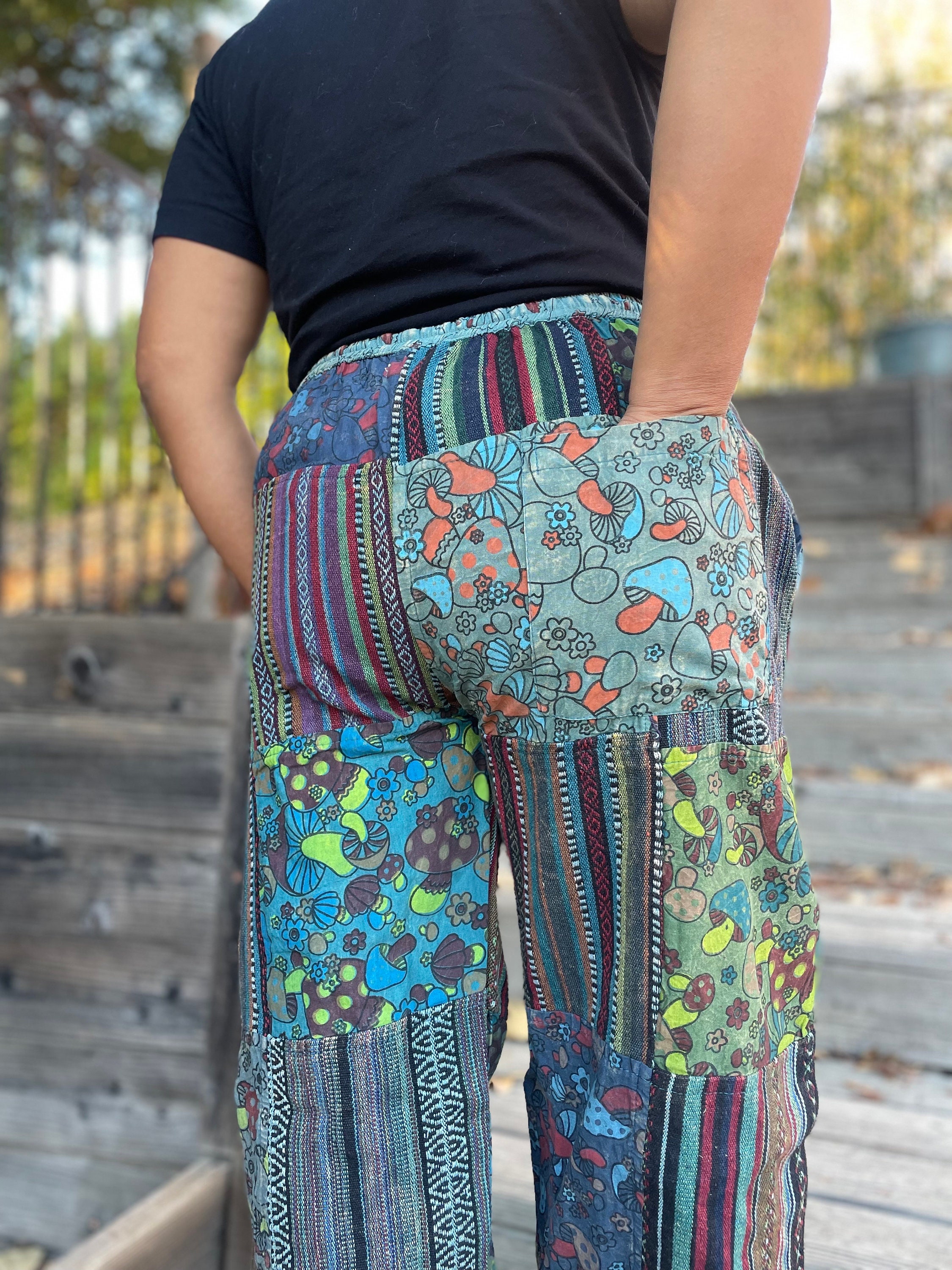 Patchwork Pants Bohemian Summer Bright Comfy Men and Women Hippy Pants  Hippie Clothes Boho Cute Cargo Pants Indie Loose Pants Festival Pants 