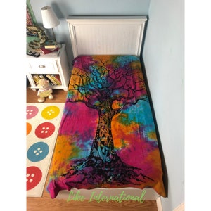 Baum des Lebens Wandbehang Indischer Wandteppich Boho Bettwäsche Leinen Bettwäsche Boho Tischdecke Hippie Wanddekor Bunte Wandbehang Wohnkultur