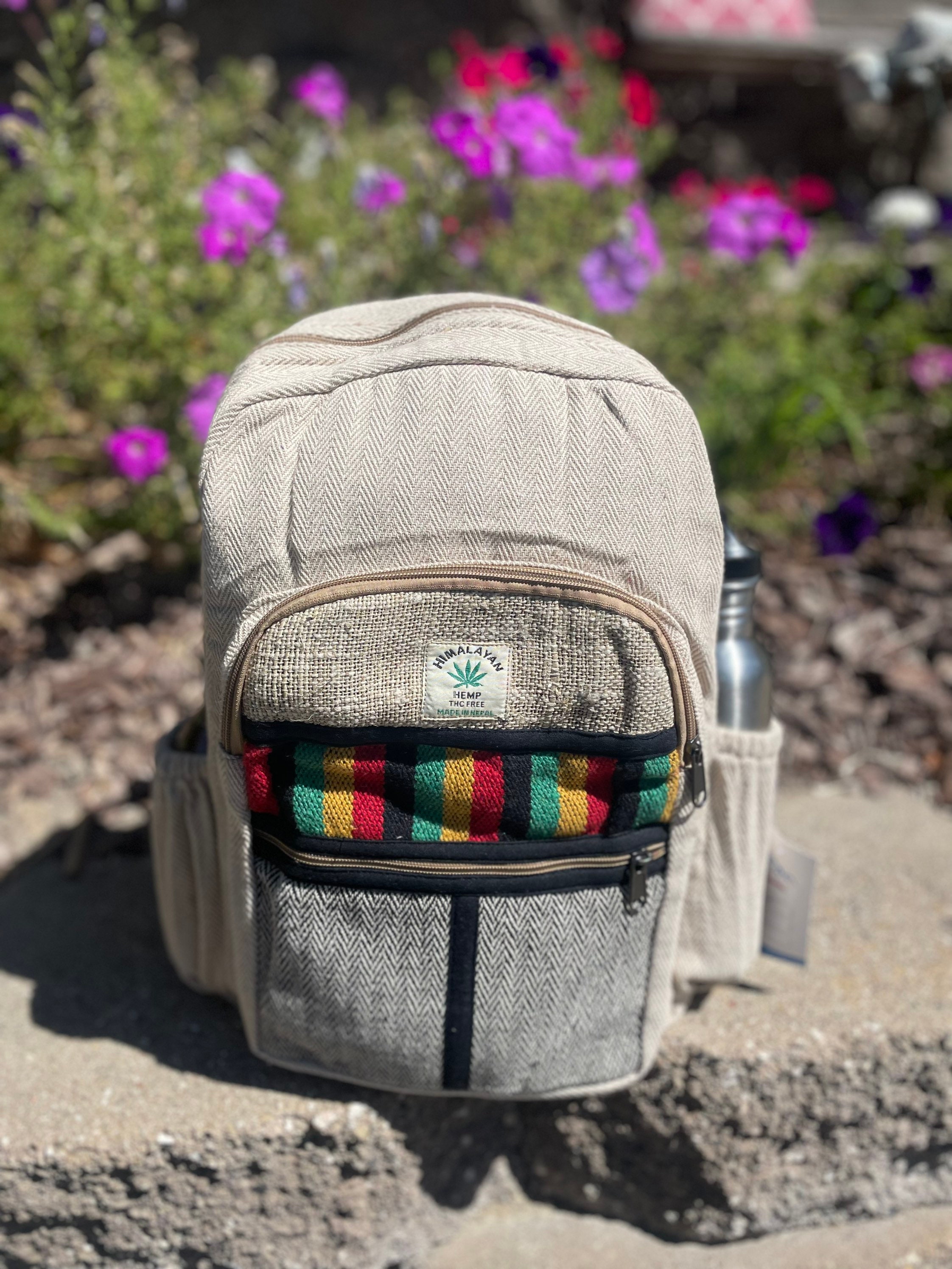 LARGE Himalayan Hemp Backpack With LAPTOP POCKET Nepal Fair Etsy