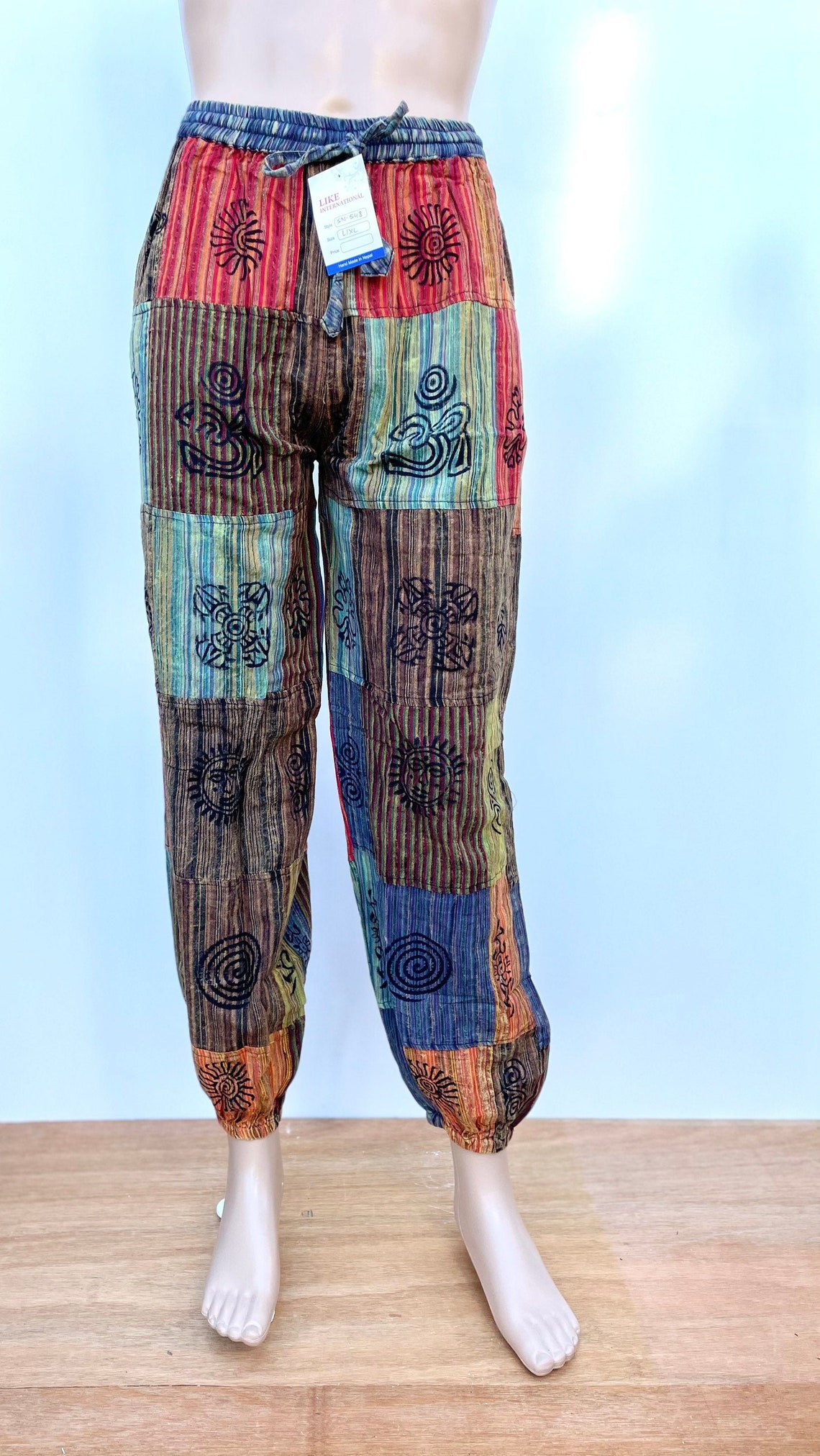 Unisex Om Print Patchwork Pants Comfy Joggers Trend Cargo Etsy