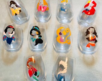 Disney Wine Glass Etsy