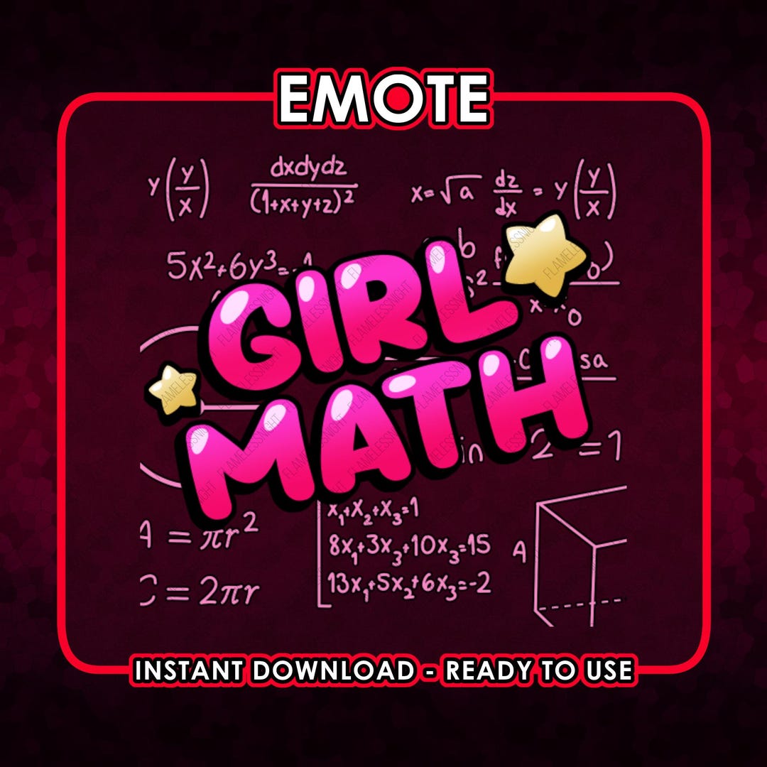 Girl Math | Emote & Channel Point Icon | Twitch Discord Youtube Kick - Etsy