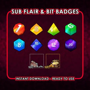 Dice TTRPG | Sub Flair Bit Role & Loyalty Badge | Twitch Discord Youtube Kick