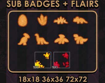 Dino Nuggies - 8 Twitch Sub-badges + 2 Flair-badges