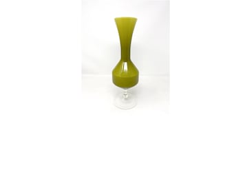 Green cased glass vase