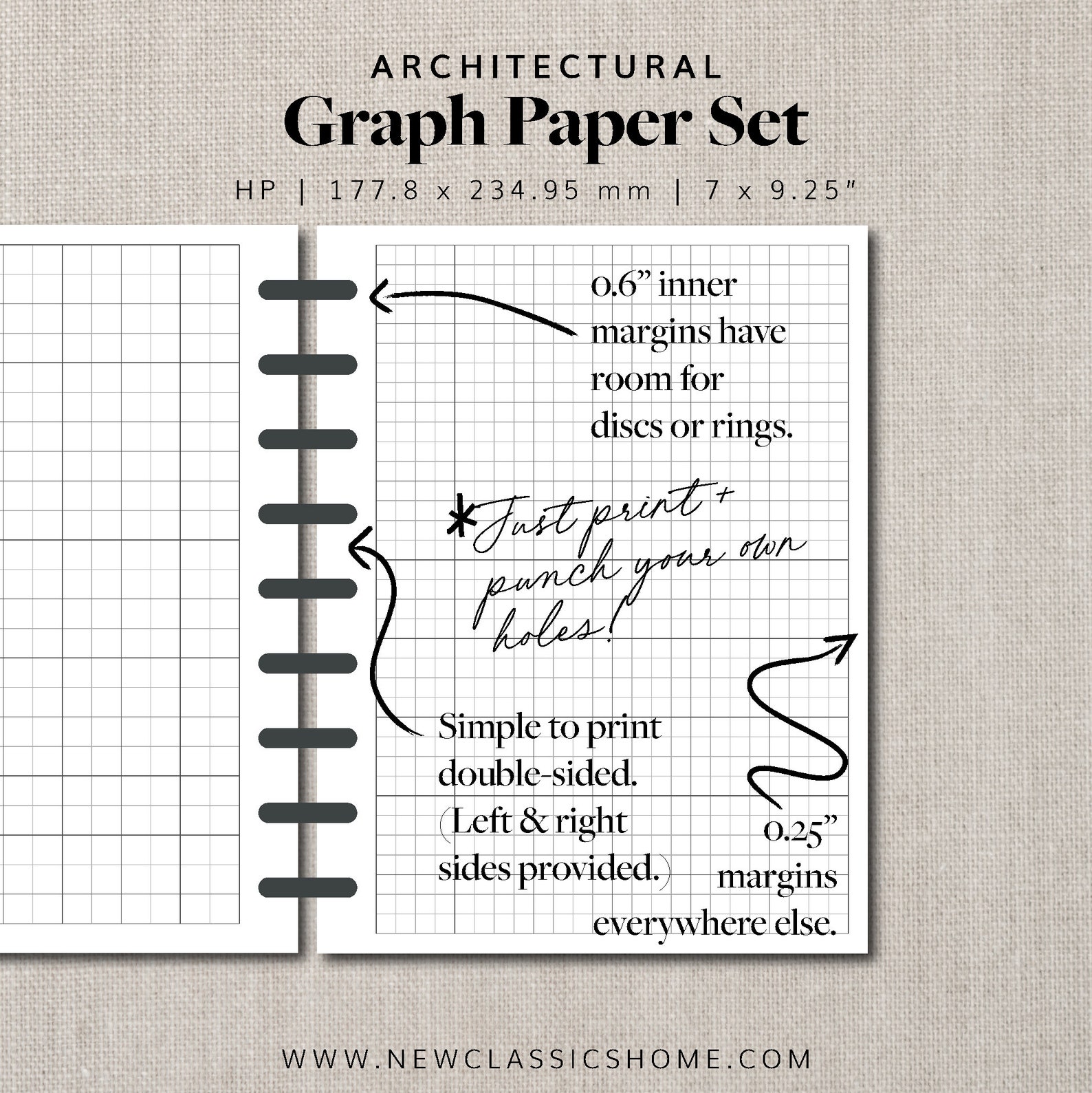 HP Graph Paper set of 6 styles 7x9.25 Happy Planner Etsy