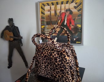Leopard/Tiger/Zebra/Cheetah Print Handbag/Shoulderbag Retro 50's Rock n Roll Baby Leopard Pony skin Faux Fur Dinkybag (mummy size)