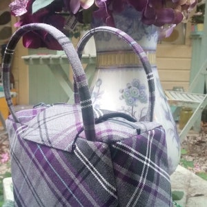 Pink Tartan mummy size Dinkybag handbag Purple Tartan