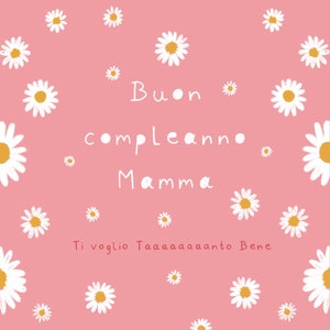 Biglietto rosa con fiori di auguri per la mamma, mamma ti voglio bene!