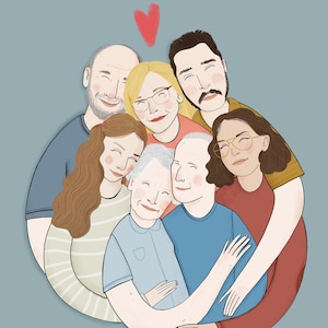 FAMILY PORTRAIT - Personalized color drawing idea for birthdays, anniversaries, Christmas or other occasions