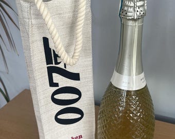 Bolsa de lona para regalo con temática de James Bond, ideal para llevar vino, licor y whisky.