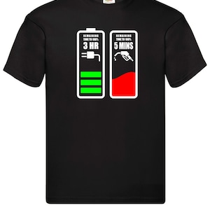 Car Diesel EV Low Energy Funny Battery 205g T-shirt Gift Top Adult Teen