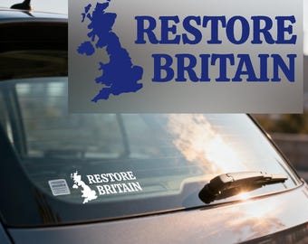 Restore Britain Navy Blue or White Car Window Sticker