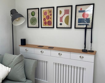 Bespoke radiator cover with drawers & solid oak top custom UK