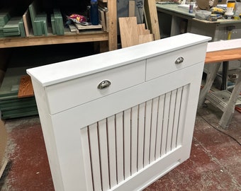 Solid Oak Top Grey Radiator Cover Custom Fit UK - Etsy