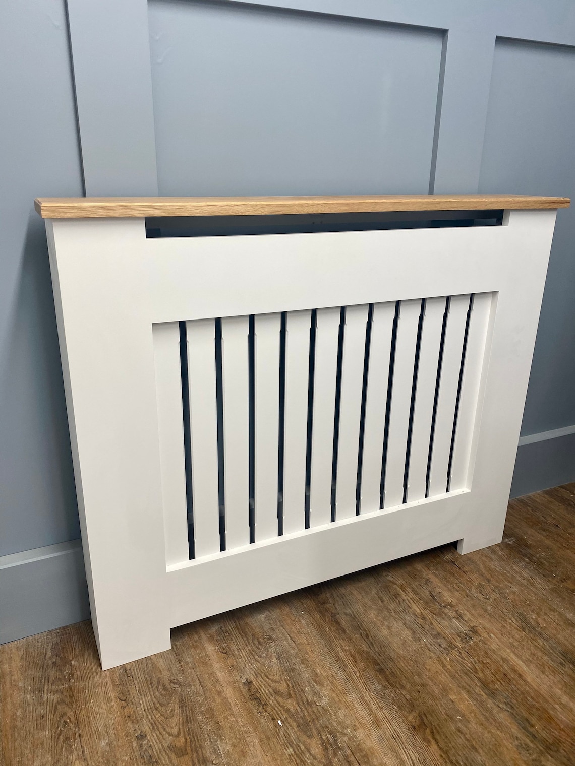 Bespoke custom radiator cover white solid oak top Etsy