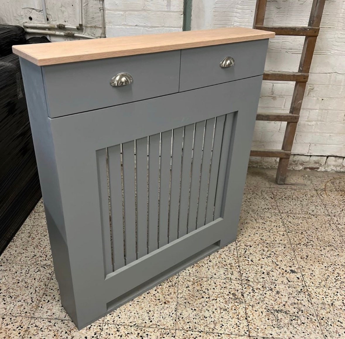 Bespoke Grey Radiator Cover With Draws & Solid Oak Top Custom Etsy UK