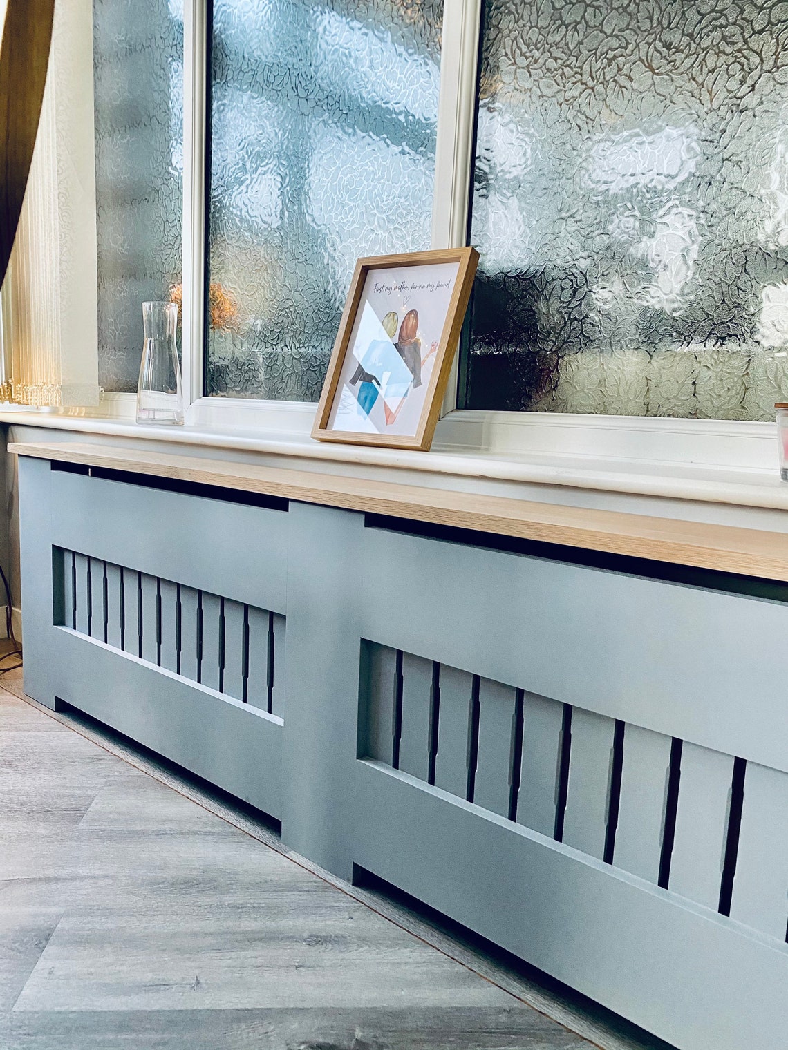 Solid Oak Top Grey Radiator Cover Custom Fit UK - Etsy