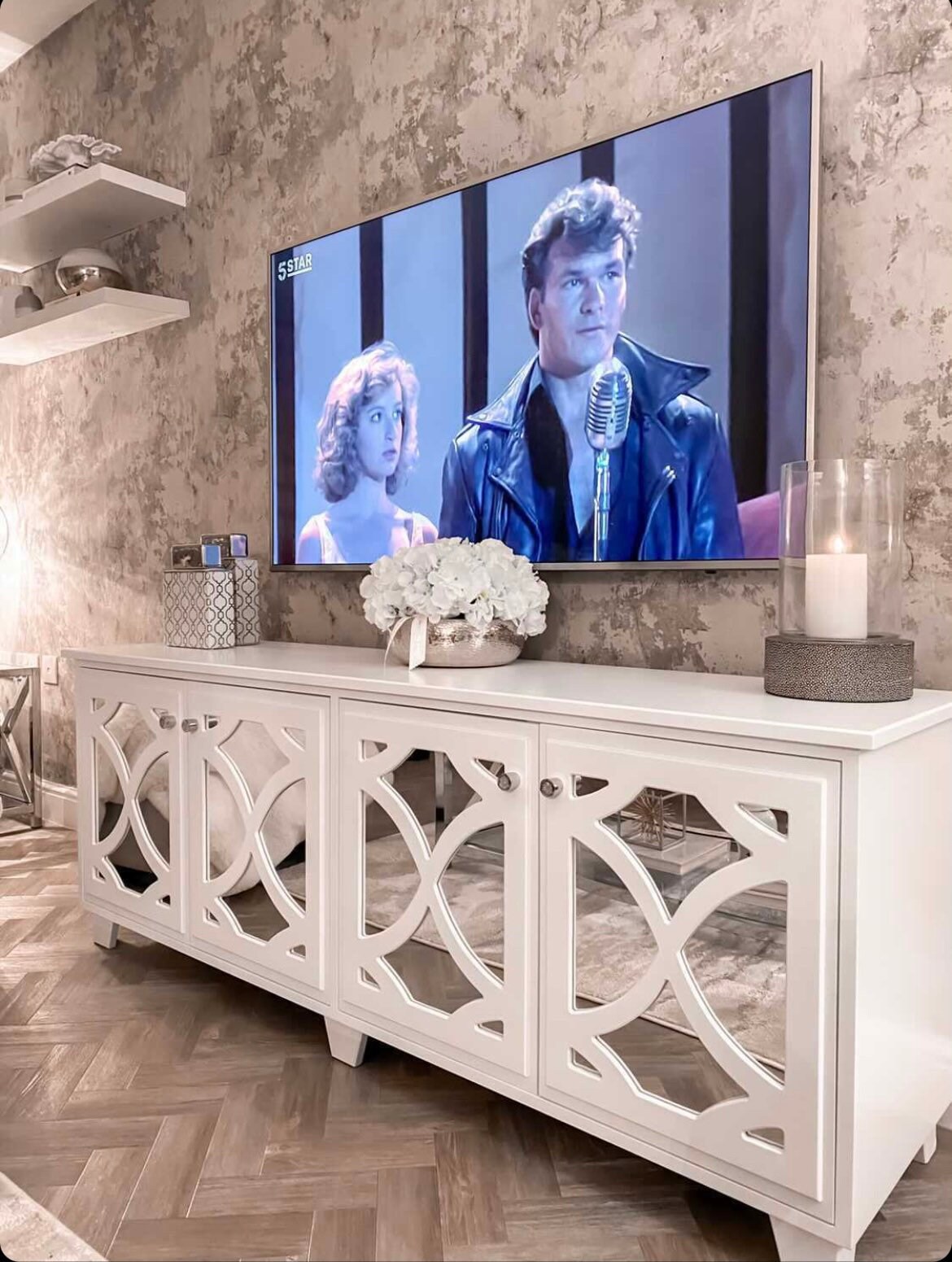 Wooden mirrored store sideboard