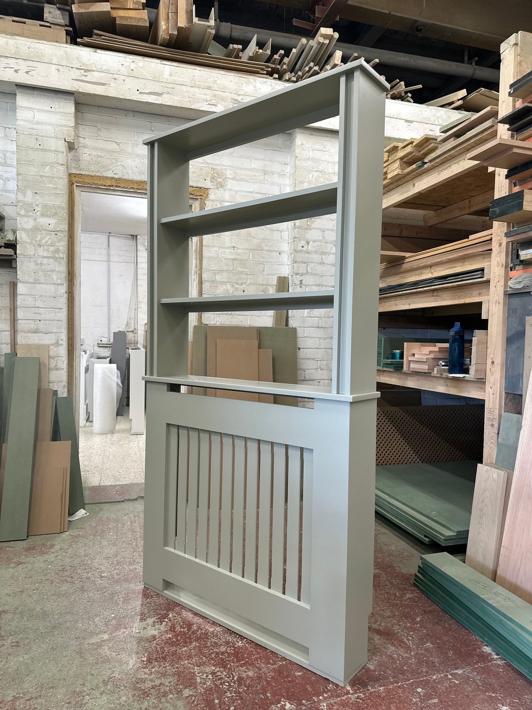 French Grey Bookcase Radiator Cover Made to Order Bookshelf Etsy