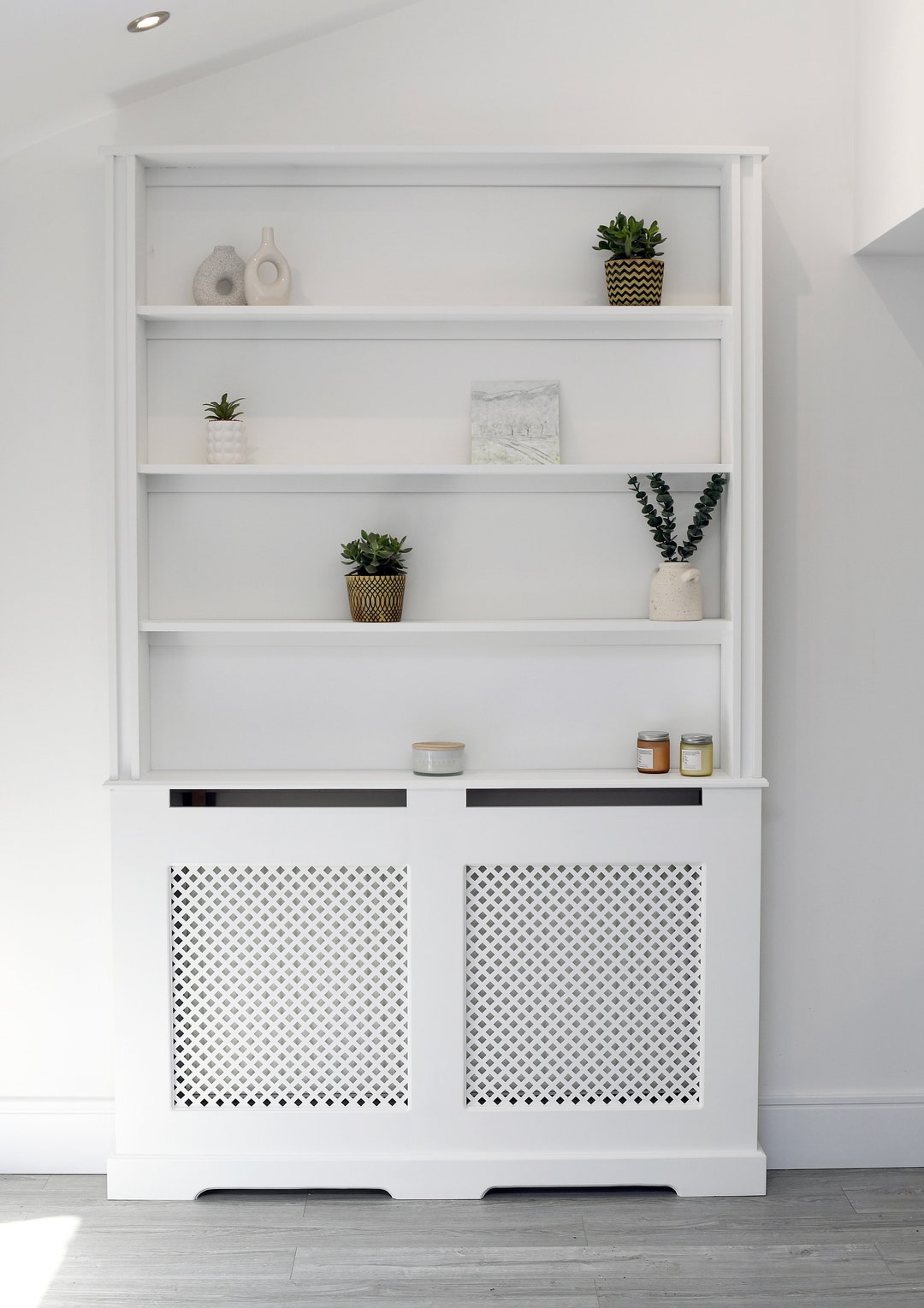 Bookcase Regency Grill Radiator Cover, Bookshelf Radiator Cover, White