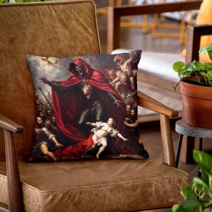 Dark Baroque Devil Scene Pillowcase | Gothic Decorative Throw Pillow