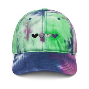 Tie-dye Asexual Flag Hearts Dad Hat